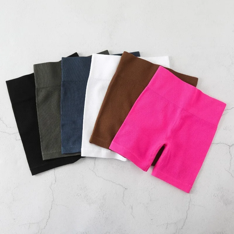 Sports Three Point Shorts Women Ribbed Slim Shorts High Waist Stretchy Leggings Gym Workout Running Sexy Hip Liftting Yoga Short - Image 2