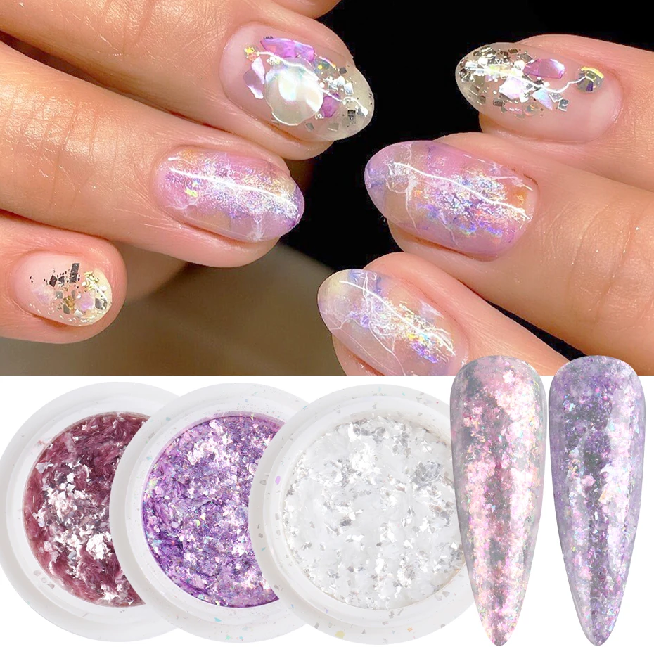 1 sztuk Opal Pigment Glitter Nail Art Powder Shimmer Flake hologarficzny błyskotka syrenka nieregularne cekiny DIY dekoracje LY1857-1