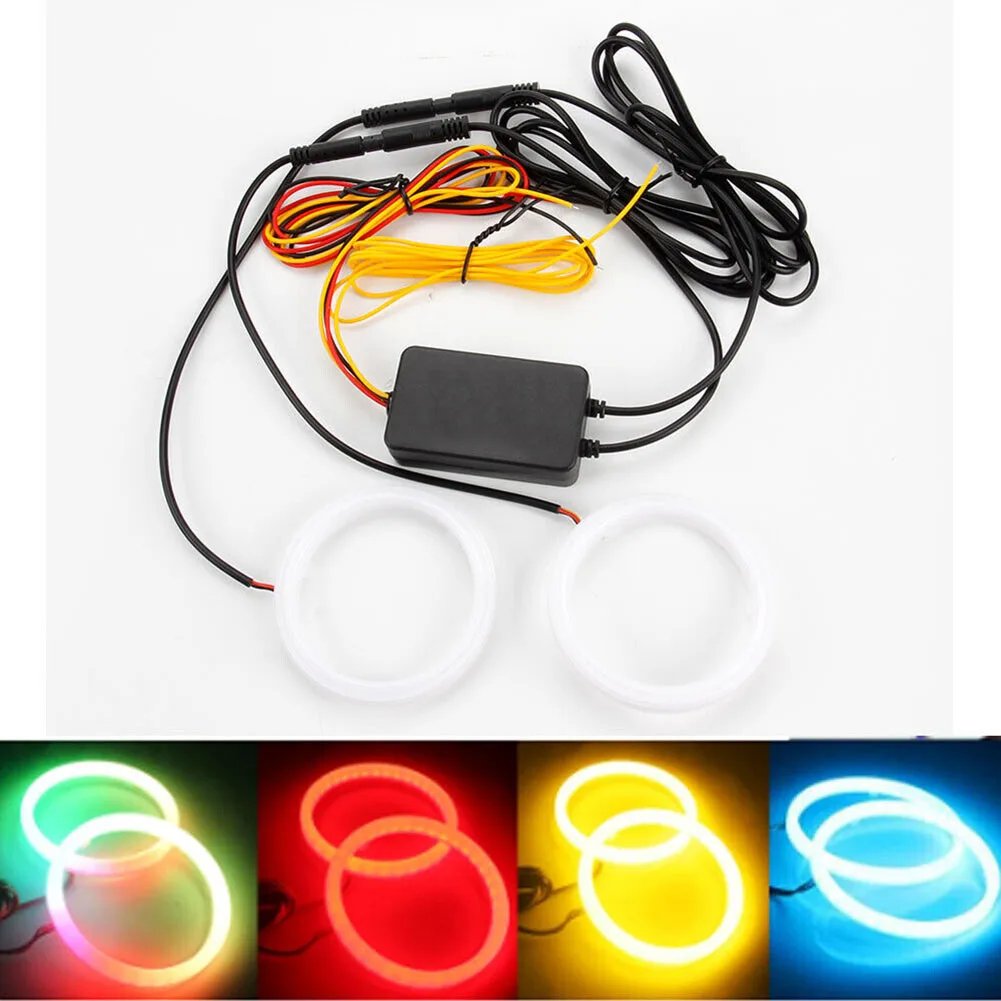 1PCS RGB 80MM LED Light Guide S-Halo Rings For Car Headlight Retrofit LED Car-Halo Ring Lights With Cover ABS Car Accessories