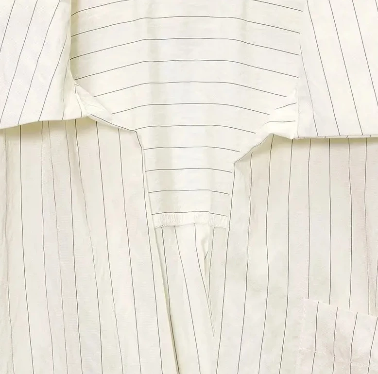 Spring Autumn Women Shirt Gentle Versatile Loose Fit Vertical Striped Split Lapel Long Sleeve Casual Blouse Top