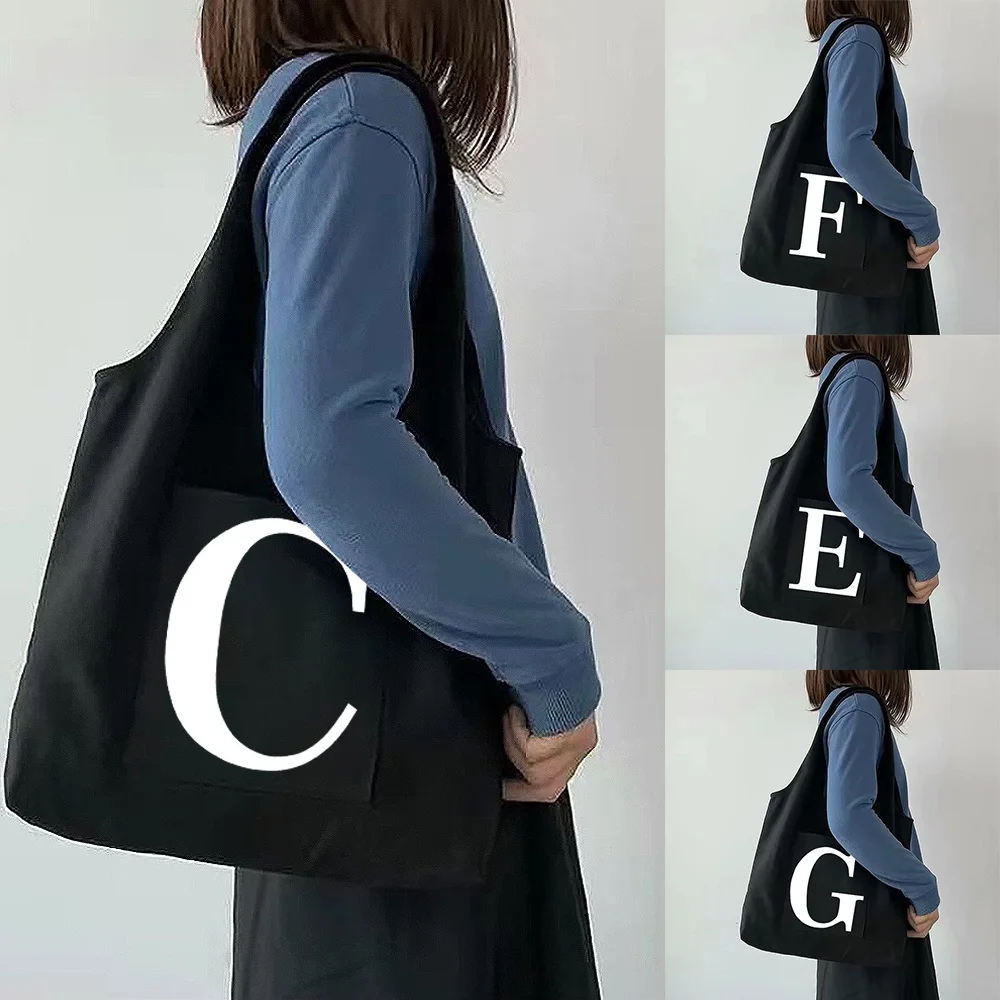 Ladies Vest Canvas Bag Washable Travel Portable Crossbody Shoulder Bag Printed Side Pockets Reusable Grocery Storage Bags
