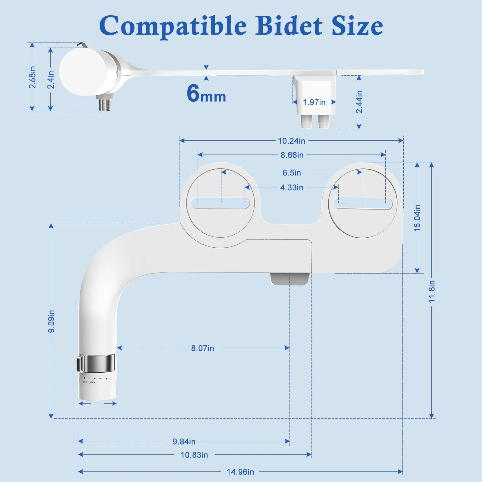 

Bidet Attachment For Toilet, Dual Retractable Nozzles, Non-Electric Ultra-Thin Bidet For Existing Toilets