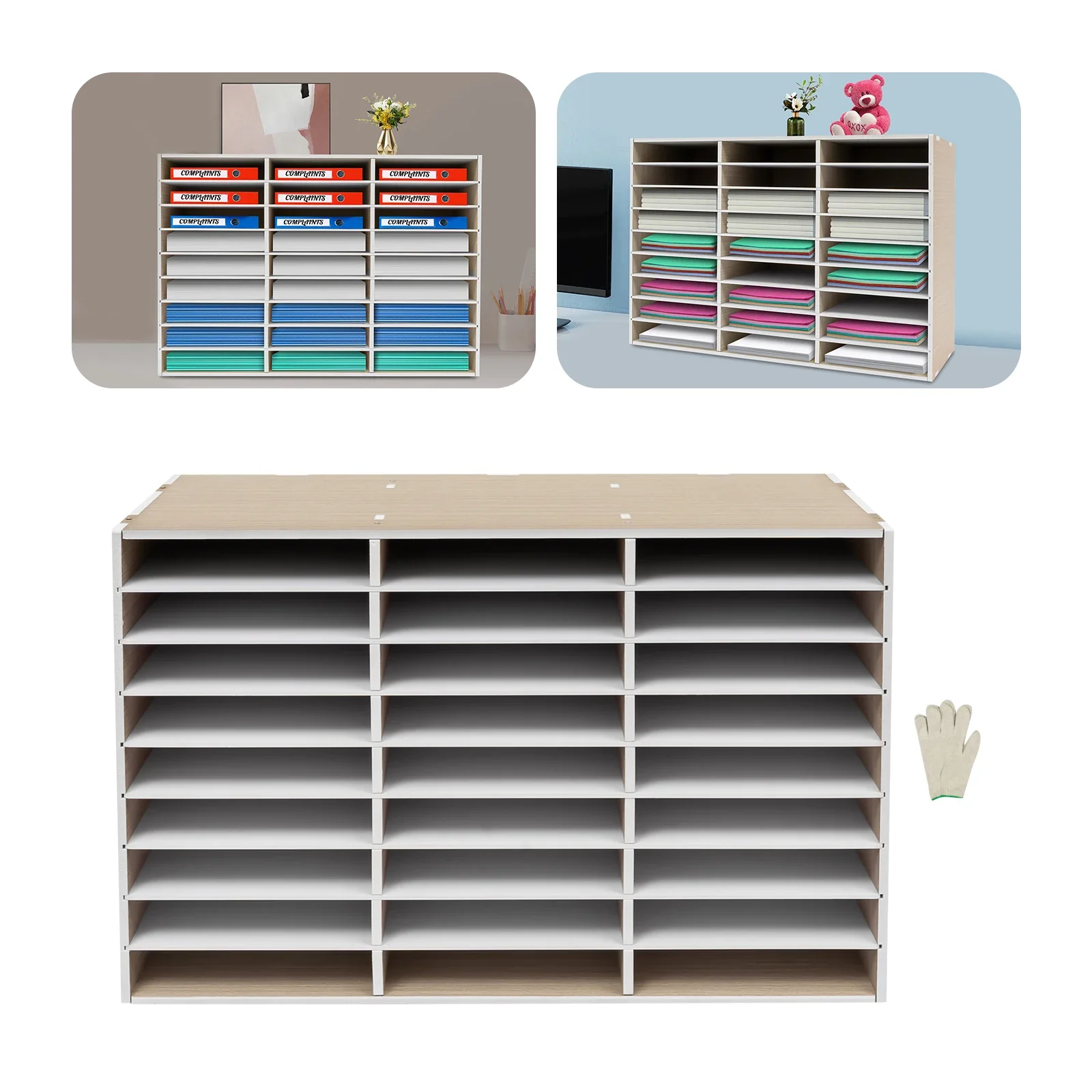 منظم أدب سطح المكتب، فارز ملفات قابل للتعديل، حامل مجلات مركز البريد، 27 حجرة