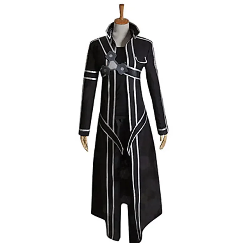 

Anime SAO Cosplay Kirigaya Kazuto Kirito Costume Halloween Party Coat Pants Tops Blet Full Set