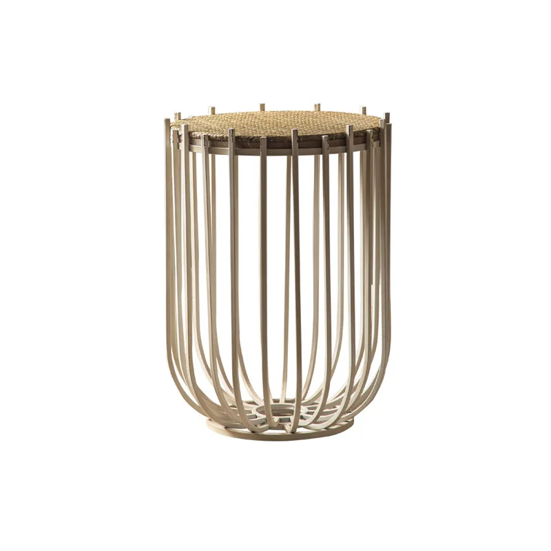 

American retro old coffee table wrought iron home sofa edge rattan desktop balcony cafe small