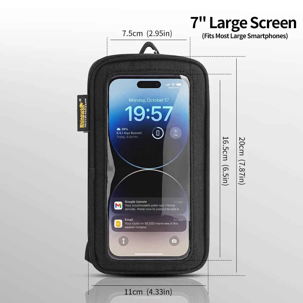 Rhinowalk Motorcycle Multi-Functional Expandable Phone Bag 1L Supports 7 Inch Phone Easy Navigation Molle Model Tool Bag