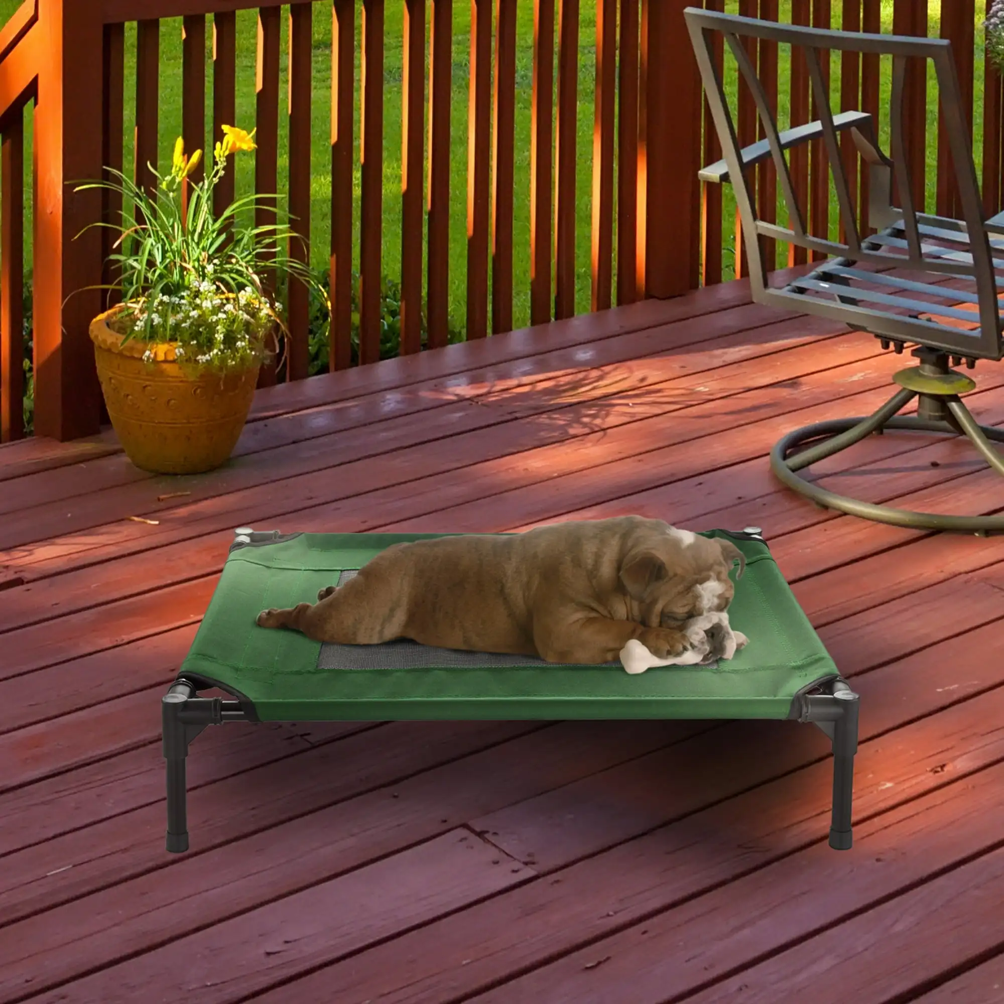 

PETMAKER Raised Cot-Style Pet Bed - Green, 30" x 24"