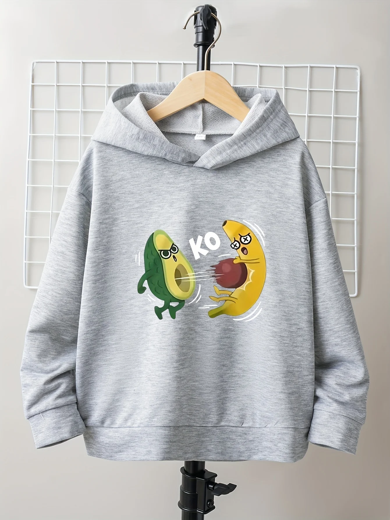 Printed Kids Hoodies Avocado KO Banana Pattern Comfortable Loose Sweatshirts Unisex Daily Sporty Autumn Winter Children Pullover