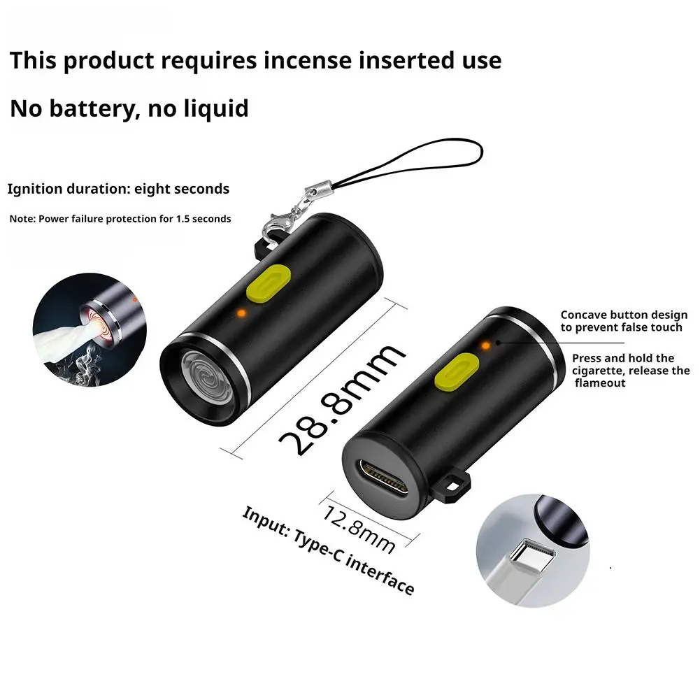 USB-C Mini Igniter Windproof Electronic Lighter Portable Rechargeable Type-C Lighter for Outdoor Camping Hiking Survival Kits