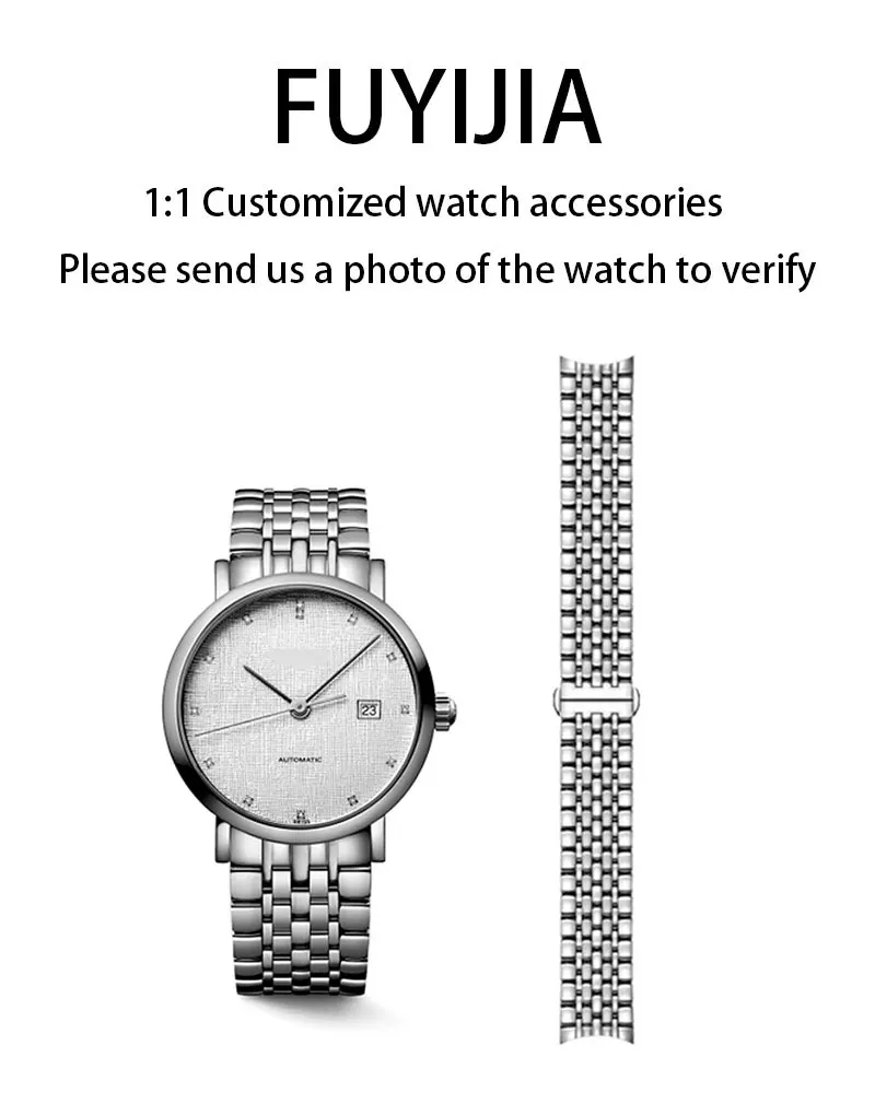 

FUYIJIA Couple Custom L-ongines L4.910 Original Watch Chain 20MM 19MM 13MM Watchband 316L Stainless Steel Butterfly Buckle Strap