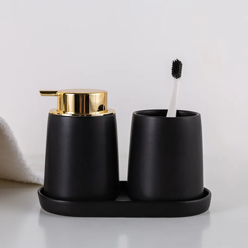 Bathroom press lotion bottle hand sanitizer separate bottle mouthwash cup tray sanitary ware bathroom hotel household goods set