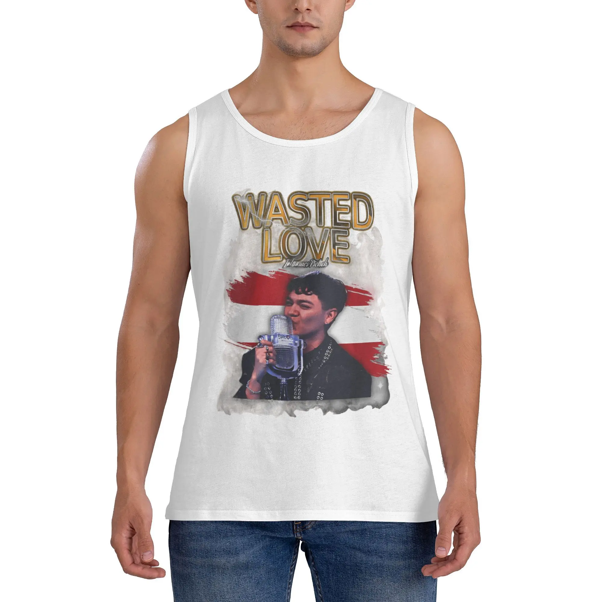 

Wasted Love JJ Eurovisions Song 2025 Tank Top Mens Fashion Tops Summer Training Pattern Sleeveless Vests Plus Size 3XL