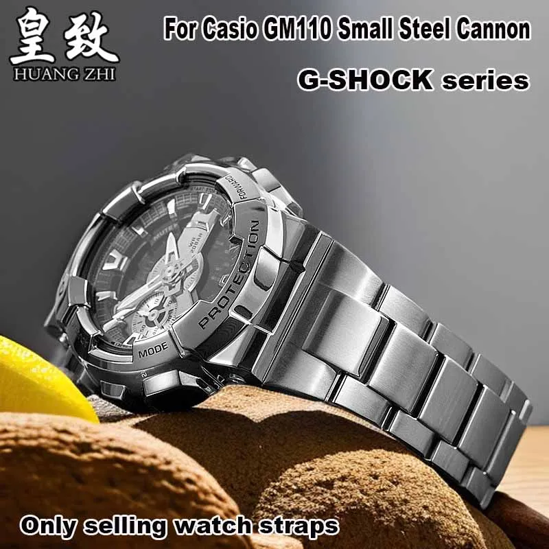 Для Casio Small Gundam GM-110 ремешок для часов G-SHOCK модифицированный GM110 16 мм браслет мужской твердый модный металлический ремешок для часов из нержавеющей стали
