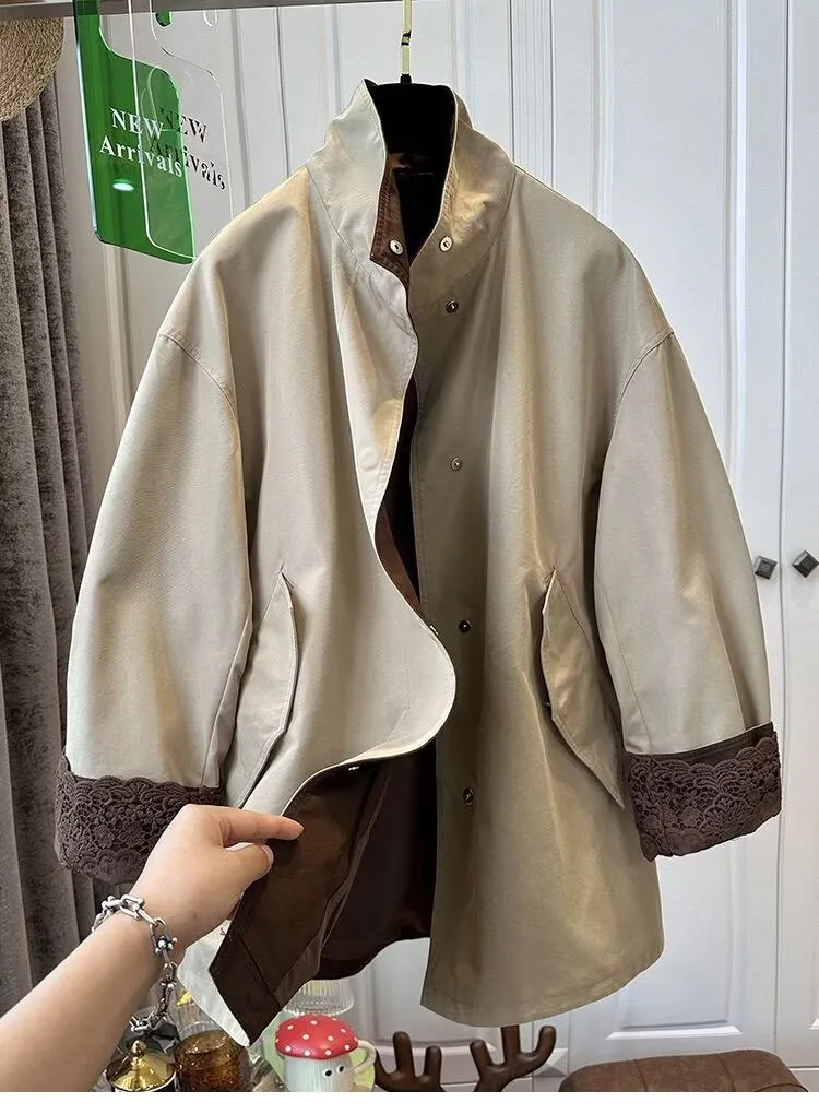 

British coat Ladies Windbreaker Spring Autumn Korean Version Lady Outerwear Leisure Advanced Comfortable Women's Trench Coat