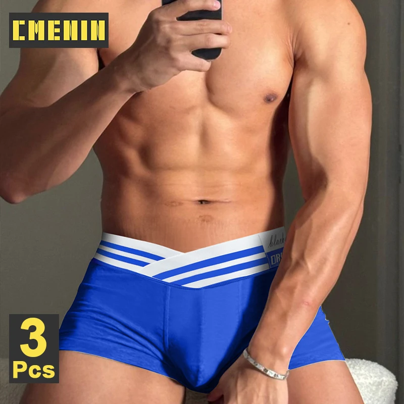 

CMENIN 3Pcs Men Underwear Modal Men's Panties Boxers Sissy Low Waist Breathable Mens Underpants Boxershorts Sexy Gays Men Trunks