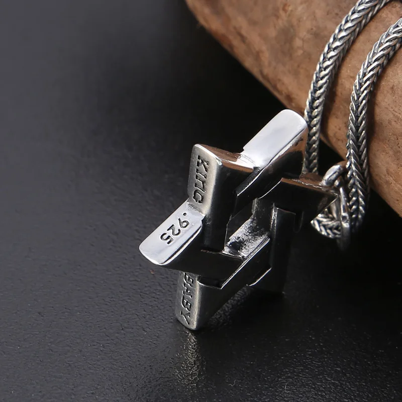 sterling silver ornament Korean popular trendy minimalist creative six-pointed star letter men's and women's pendants