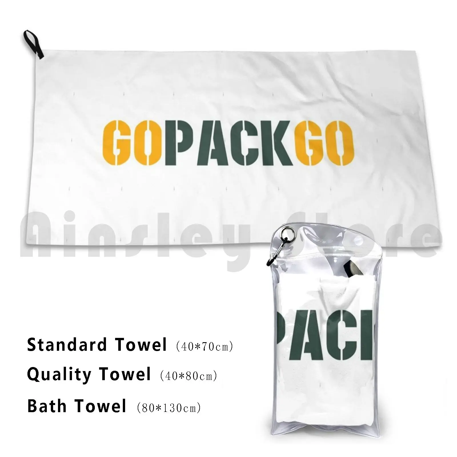 Go Pack Go Beach Towel Быстросохнущее качественное полотенце Golang Pack Pack Packers Green Bay Football Lambeau Field