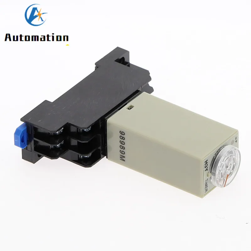 Power-on Delay Rotary Knob DPDT 1S/5S/10S/30S/60S/3M/5M/10M/30M Timer Timing Time Relay DC 12V H3Y-2 With Base Socket PYF08A