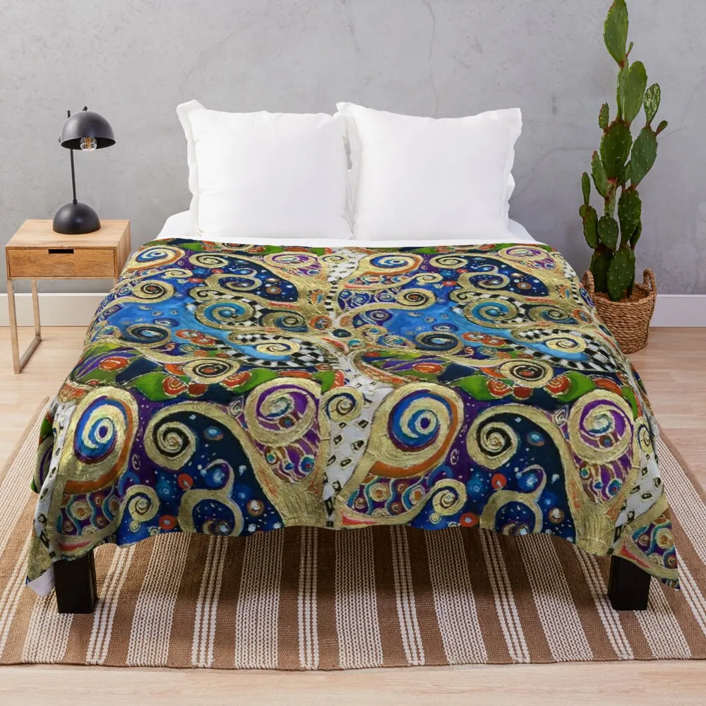 The Changing Seasons of Klimt Throw Blanket summer bedding blankets