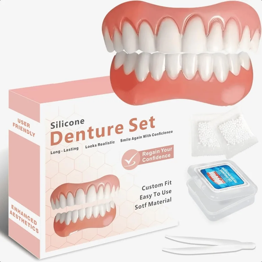 Kit di riparazione dei denti Protesi per donne e uomini Protesi in silicone Superiore e inferiore Fissa il tuo sorriso a casa entro i minuti Sha naturale