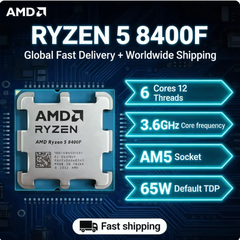 AMD R5 8400F Ryzen 5 8400F Up To 47GHz Processor 6 Core 12 Thread AM5 CPU DDR5 Desktop Gaming Processor R5 8400F No Cooler