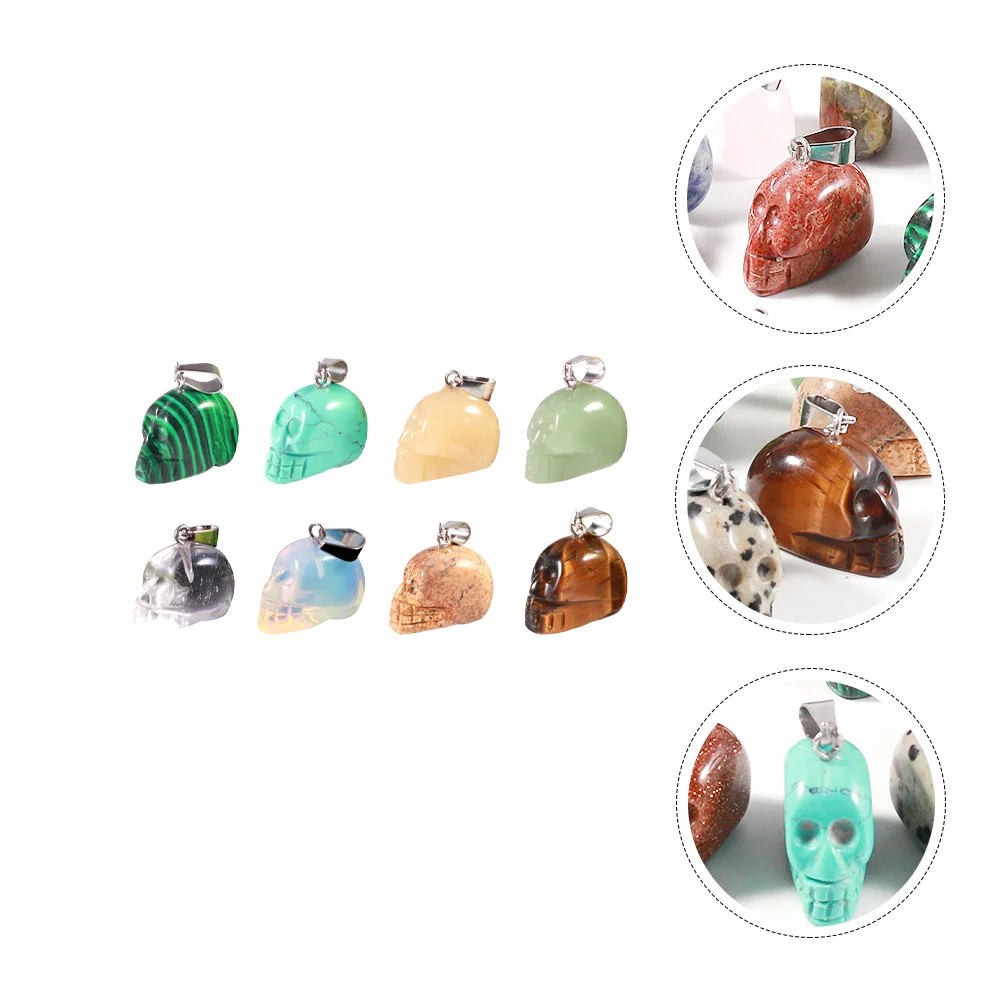 

8pcs Skull Pendant Jewelry DIY Accessories Crystal made Parts Necklace Shaped Decor Durable Long Lasting Exquisite Chic