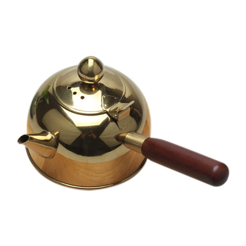 2 Pcs 500Ml Single Handle Water Kettle Induction Turk Samll Coffee Milk Tea Pot 304 Stainless Steel Bronze & Gold