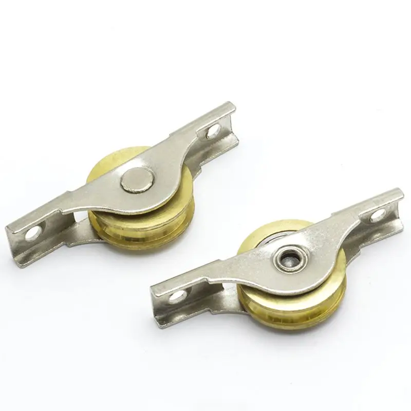 2Pcs/Lot Stainless Steel Sliding Door S/M/L Roller Cabinet Copper Caster Wheel Pulley Runners For Wardrobe Window Furniture
