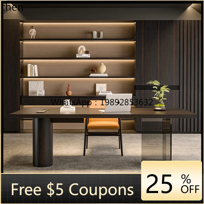 

minimalist desk long workbench solid wood light luxury computer desk