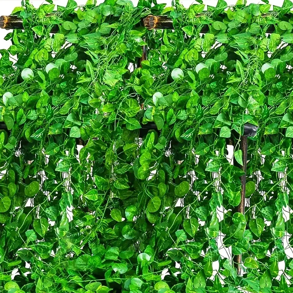 20/2M Artificial Plant Green Ivy Leaf Garland Hanging Vines Outdoor Greenery Wall Decor DIY Fake Wreath Leaves Home Party Decor