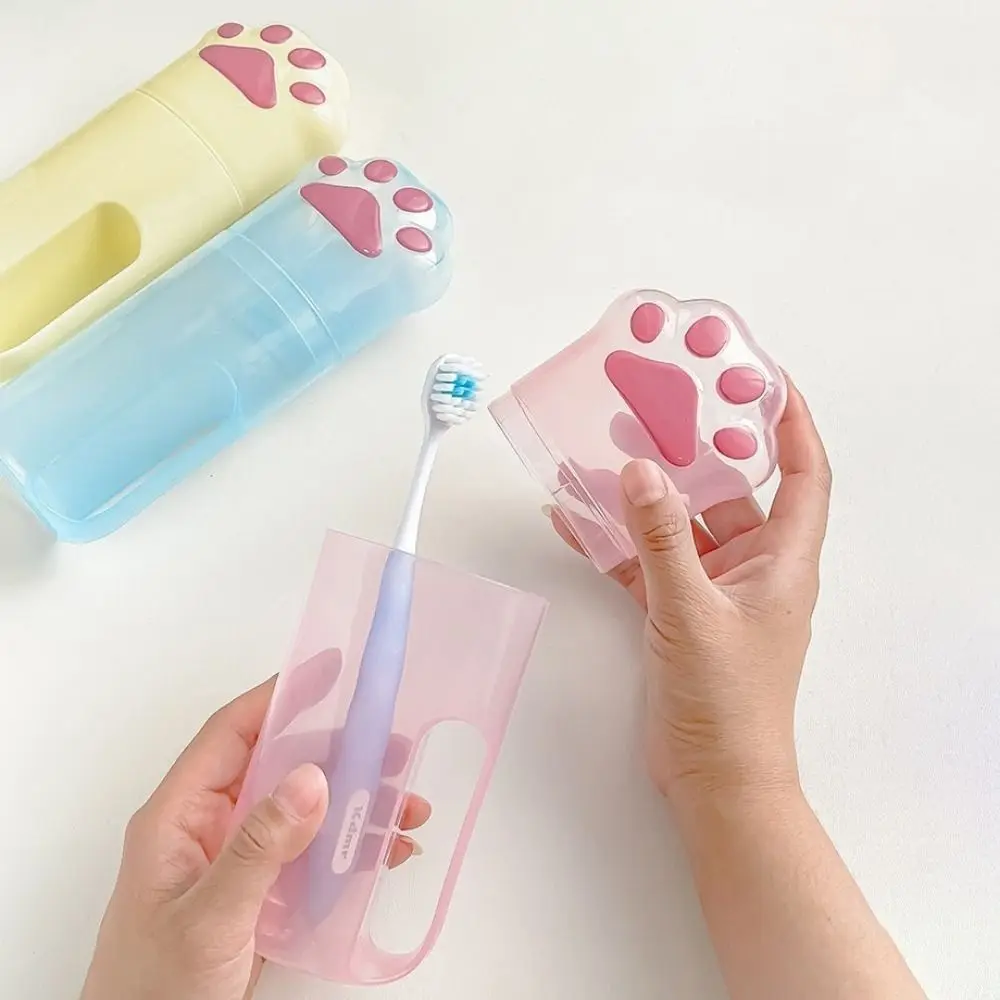 Durable Plastic Toothbrush Storage Box Cute Cartoon Portable Wash Cup Space Saving Toothpaste Toothbrush Organizer Travel