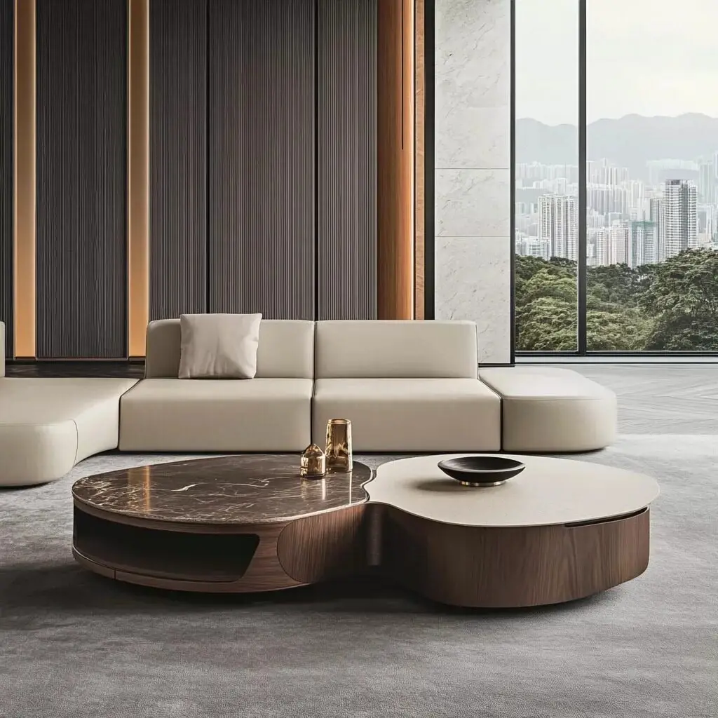 Light luxury special-shaped coffee table modern simple marble storage living room advanced sense