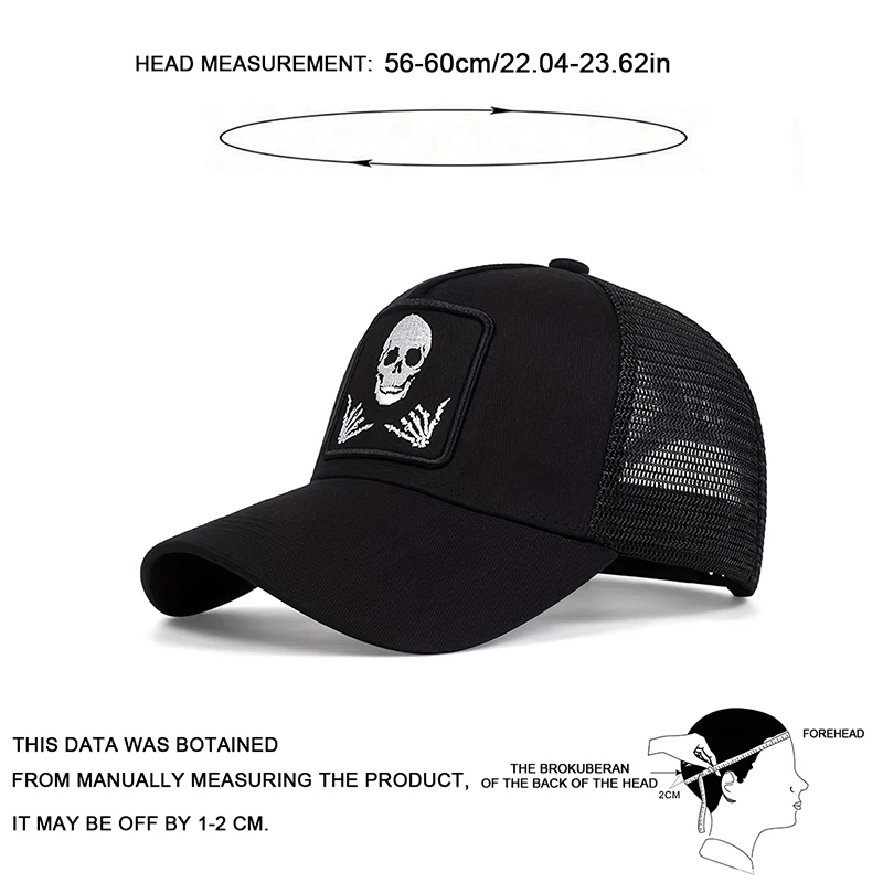 Unisex Skull Finger 666 Embroidery Baseball Net Caps Spring and Summer Outdoor Adjustable Casual Hats Sunscreen Hat
