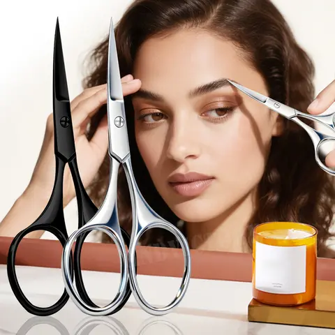 1Pcs Eyebrows Scissors Stainless steel Eyelash Facial Hair Nose Hair Scissors Multi-Purpose Beauty Makeup Scissors Grooming Kit