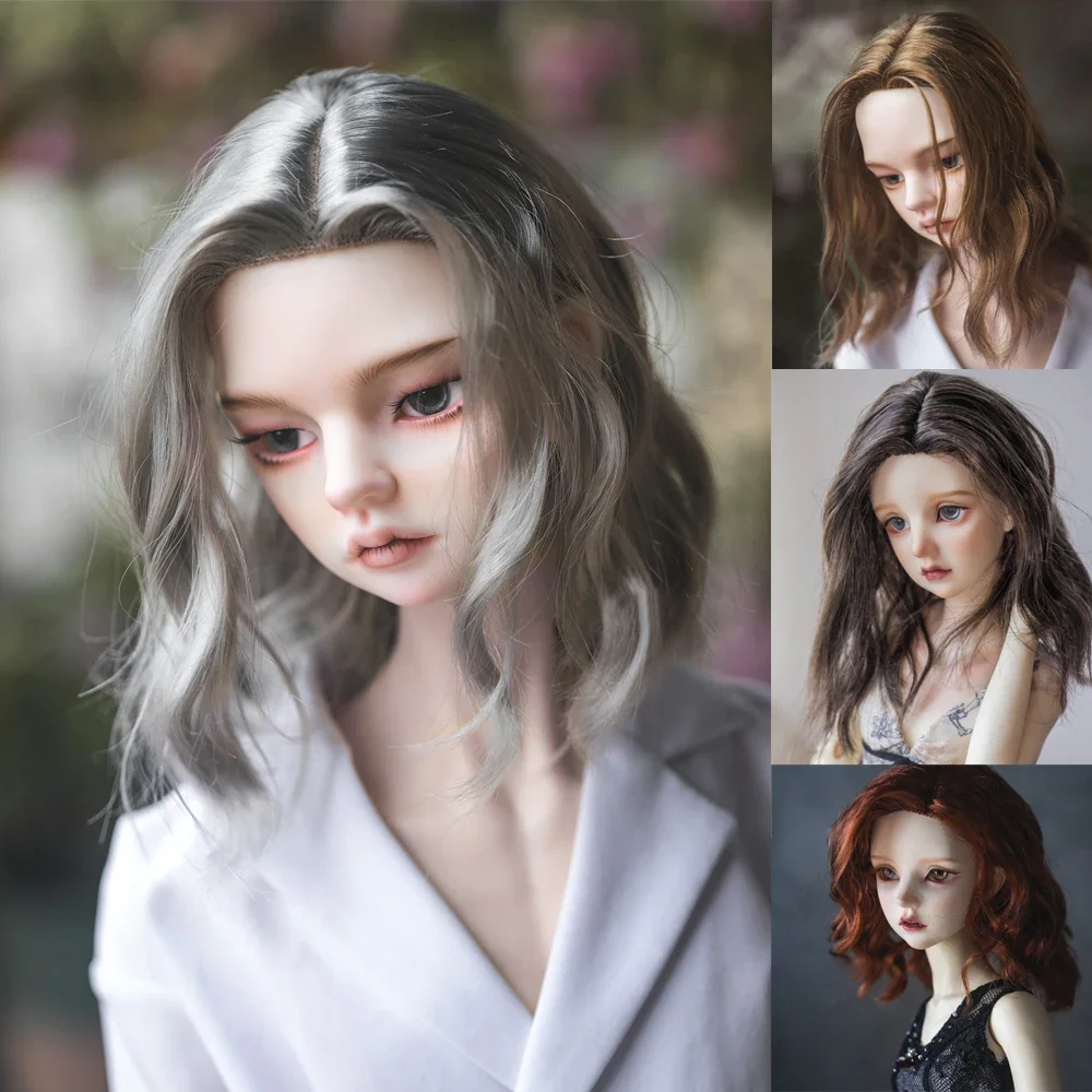 （Customize 30 Days） 1/6 1/3 1/4 uncle doll BJD/SD doll's wig center part soft silk brown gold Shoulder hair 1pcs