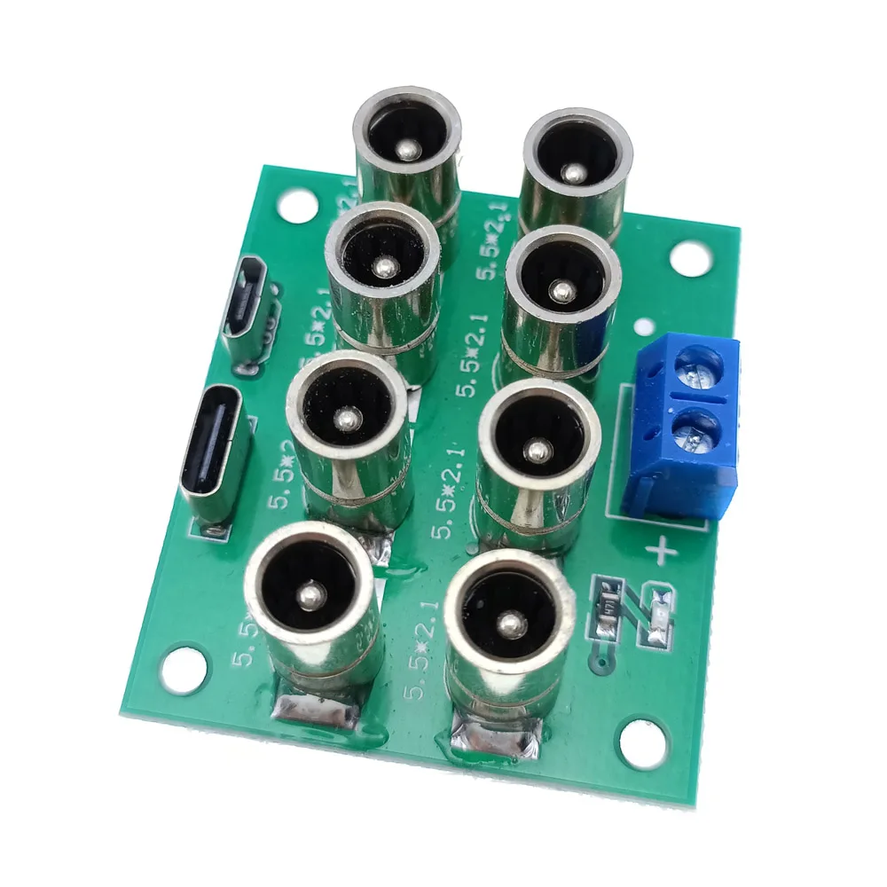 High Current Multi Head Power Supply Base Test Board Distribution Board Hub Parallel Connection Type-C Micro to DC 5521 5525