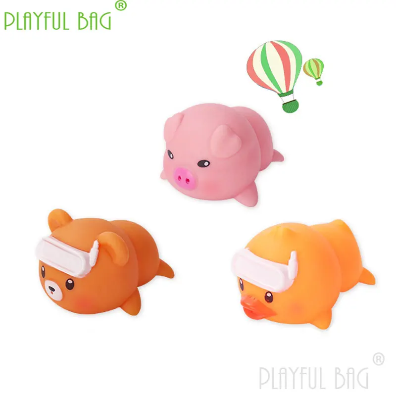 PLAYFUL BAG Children's bathroom water play toy cable cartoon animal submarine pig bear cute mini toy bath lol gift zd71