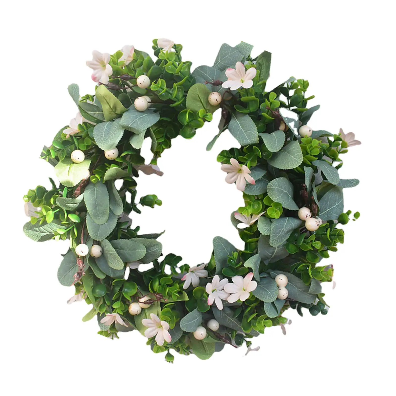 Simulation Green Leaves Wreath Garland Elegant for Patio Decoration