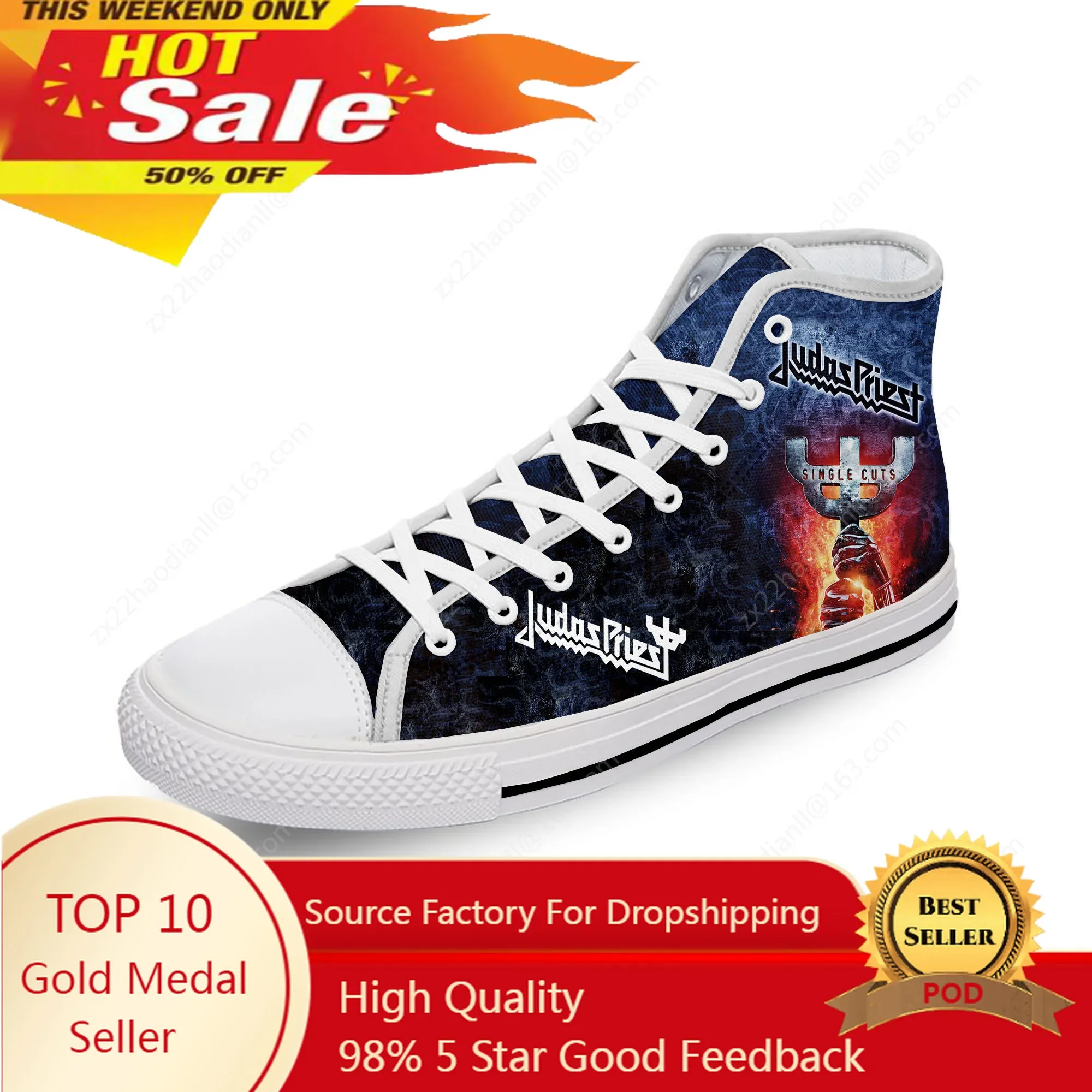 

Judas Priest Rock Band Metal White Cloth 3D Print High Top Canvas Fashion Shoes Men Women Lightweight Breathable Sneakers