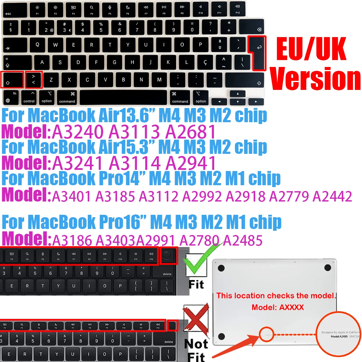 Portugal Language Keyboard Silicone Skin Cover Fits for MacBook Pro/Air 13.6 15.3 14.2 16.2inch with M1 M2 M3 M4 Chip Touch ID