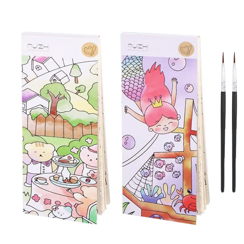 24pcs Watercolor Coloring Book Set Drawing Book for Kids Girls Student Birthday Gift Includes Coloring Paper Paint Pens