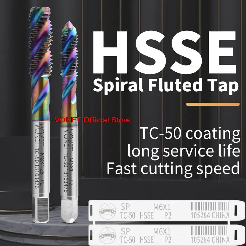 HSSE Spiral Fluted Tap M1 M1.2 M1.4 M1.5 M1.6 M2 M2.5 M3 M4 M5 M6 M7 M8 M9 M10 M11 M12 M14 M16 M18 M20 M22 M24 Screw Thread Taps