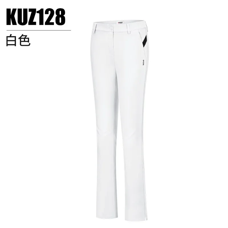 PGM Women Summer Golf Pants Ankles Cropped Fit Slim Elastic Flared Trousers Zip Pocket Waterproof Lady Golf Clothing KUZ128 new