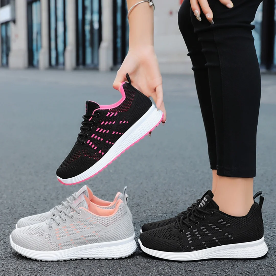 Shoes Women's summer breathable sports shoes Casual shoes Fashion single shoes flying weaving women's shoes