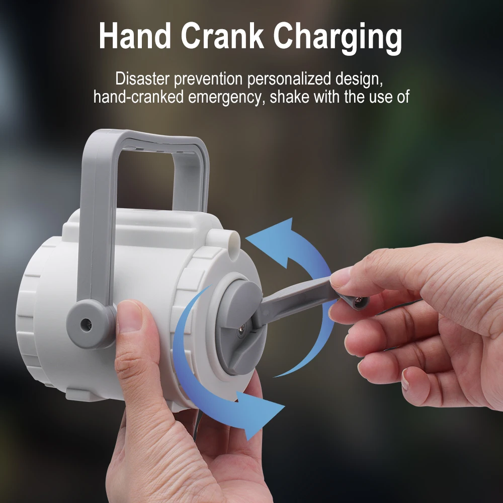 BORUiT Hand Crank Powered Camping Light 1800mAh USB-C ชาร์จเต็นท์มัลติฟังก์ชั่นมือไดนาโมไฟฉาย LED