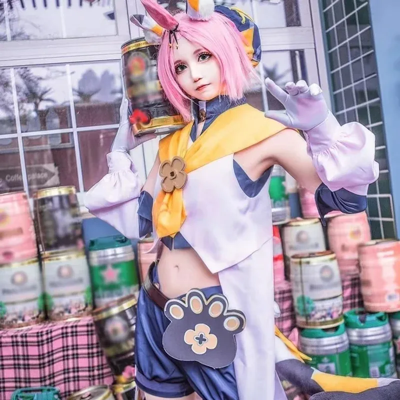 Сиси 2233ANIMECC Костюм Диона Берет Шляпа Уши Парик Обувь Игра Genshin Impact Косплей Наряд Хэллоуин Карнавальная Униформа fo
