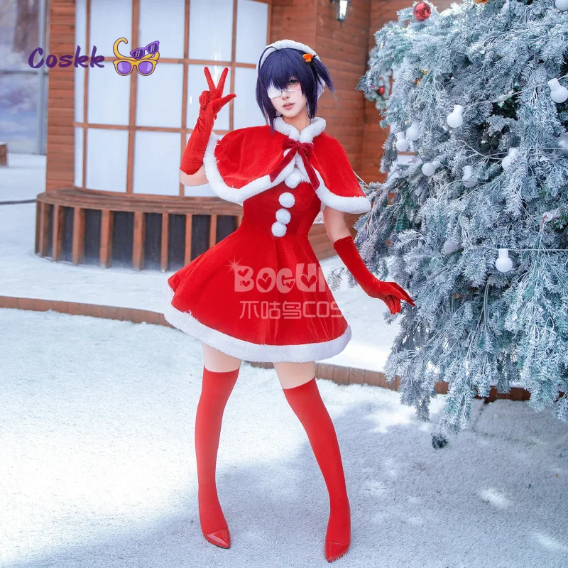 

Love Chunibyo and Delusions Takanashi Rikka Косплей Костюм Рождественское Красное Платье Униформа Хэллоуин Карнавальная Вечеринка Женская Одежда