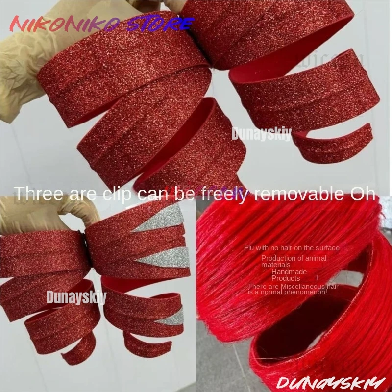 Kasane تيتو كوسفسفريه أزياء المرأة لطيف الأحمر ذيل حصان شعر مستعار أنيمي عالية مقاومة للحرارة الشعر تيتو على شكل شعر مستعار طويل مجعد