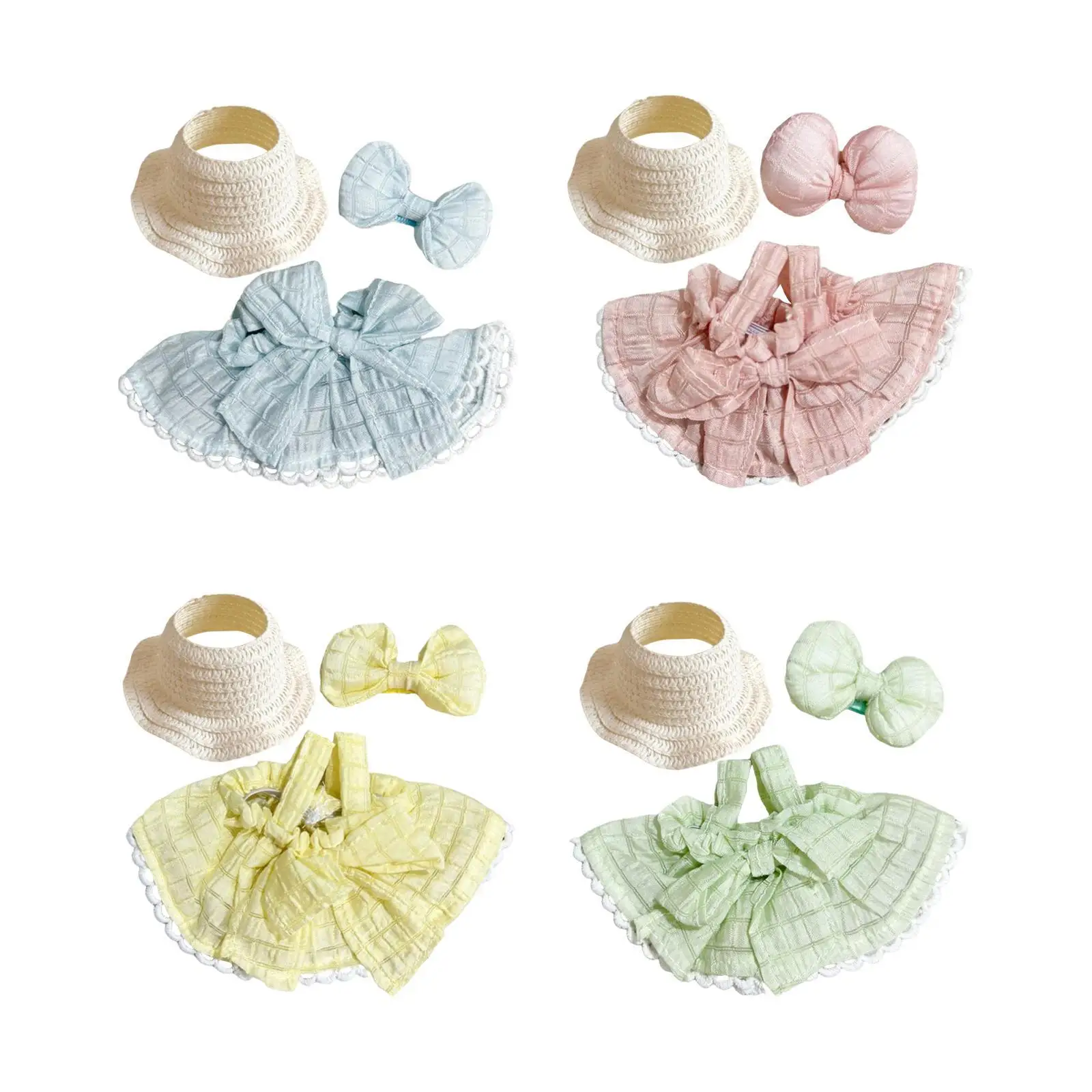 Robe de poupée avec chapeau, 3 pièces, épingle à cheveux avec nœud pour poupées de 15 à 17cm, cadeaux d'halloween