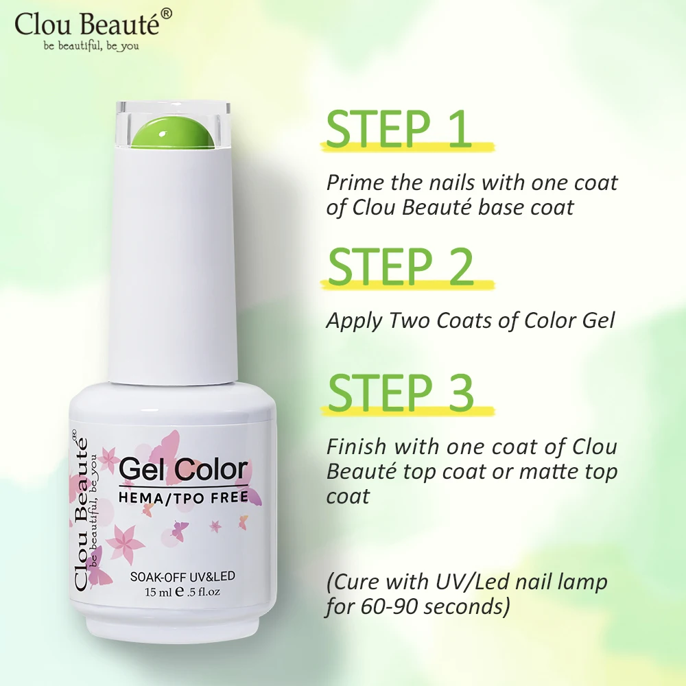 

Clou Beaute 15 мл HEMA TPO FREE Гель-лак для ногтей Летний красный зеленый пастельный лак для дизайна ногтей Гель-лак Верхнее базовое покрытие УФ-гель для ногтей
